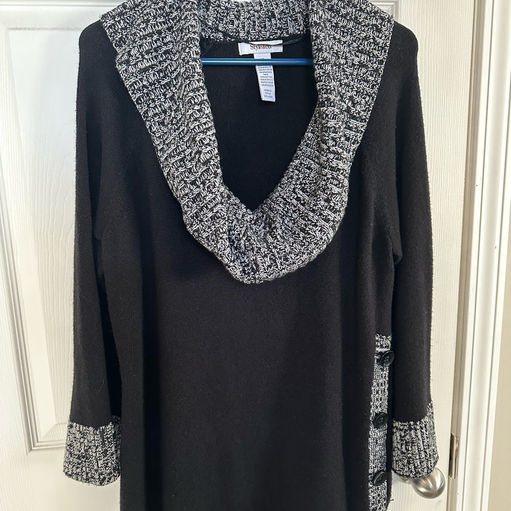Style & Co. Black/white Cowl Neck Sweater